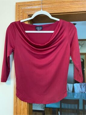 EXPOSURE Cowl Neck Top in Deep Red